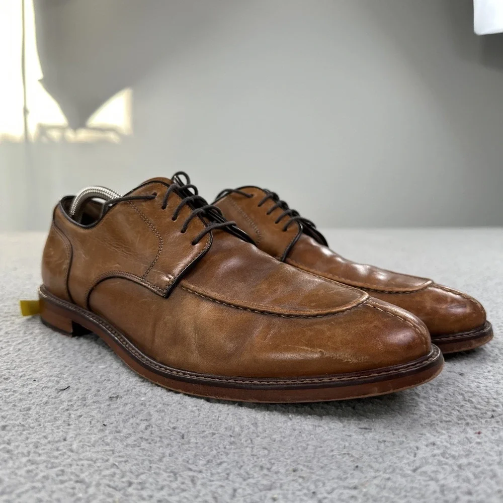 Joseph Abboud Stevenson Split Toe Dress Shoes Men 11 Brown Italian Leather